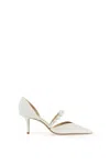 Jimmy Choo Aurelie 85 Faux Pearl-embellished Patent-leather Pumps