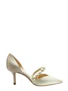 JIMMY CHOO AURELIE 65 SATIN W/PEARLS IVORY/WHITE