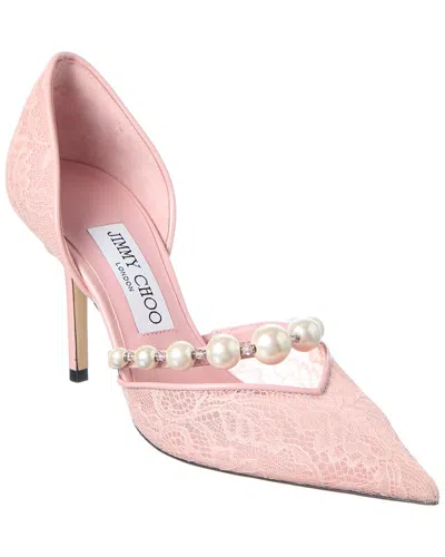 Jimmy Choo Aurelie 85 Lace & Leather Pump In Pink