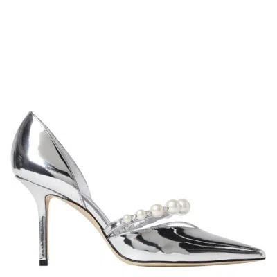 Jimmy Choo Aurelie 65 Metallic Leather Pumps In Silver
