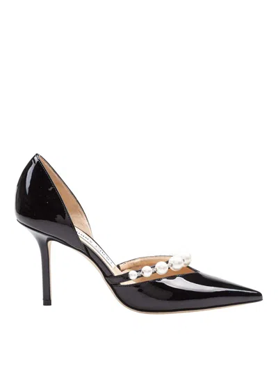 Jimmy Choo Aurelie 85 Patent Pumps With Applied Pearls In Black