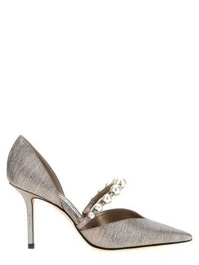 Jimmy Choo Aurelie Glittered Leather Pumps In Brown