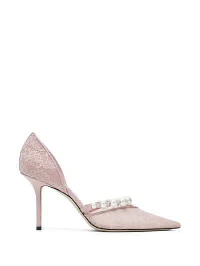 Jimmy Choo Aurelie 85 Pearl Embellished Lace Pumps In Multi