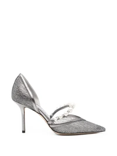 Jimmy Choo Aurelie Pearl-embellished Heeled Pumps In Gray