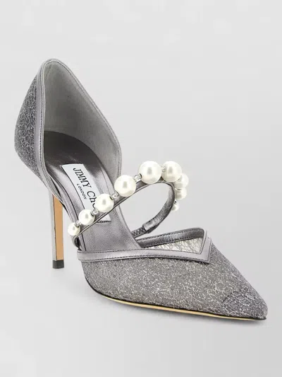 Jimmy Choo Aurelie Pumps Open Design Pearls Stiletto In Gray