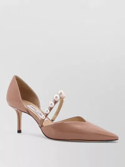 Jimmy Choo Aurelie Pumps Patent Leather Pearls Strap In Neutral