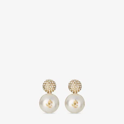 Jimmy Choo Auri Earring S Gold Finish Pearl And Crystal Earrings Gold/white/crystal One Size In Neutral