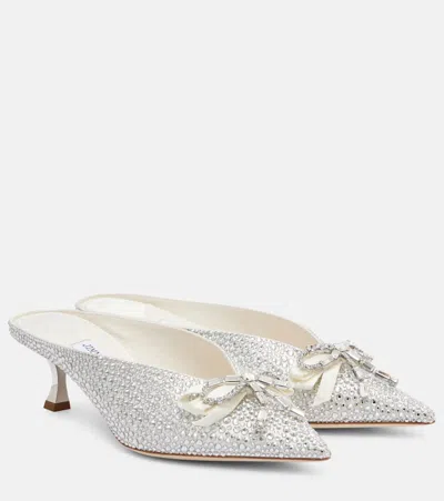 Jimmy Choo Auria 50 Crystal-embellished Satin Mules In Multi