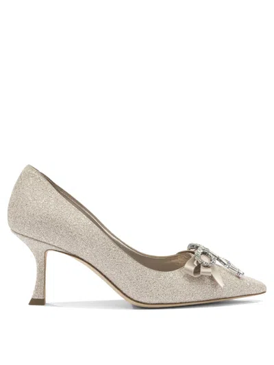 Jimmy Choo Auria 70 Crystal Embellished Glittered Pumps In Gold