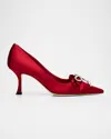 Jimmy Choo Women's Auria 70mm Crystal-embellished Bow Satin Pumps In Multi