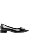 Jimmy Choo Auria Crystal Bow Flat Shoes In Black