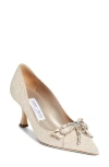Jimmy Choo Auria Crystal Bow Glitter Pump In Neutral