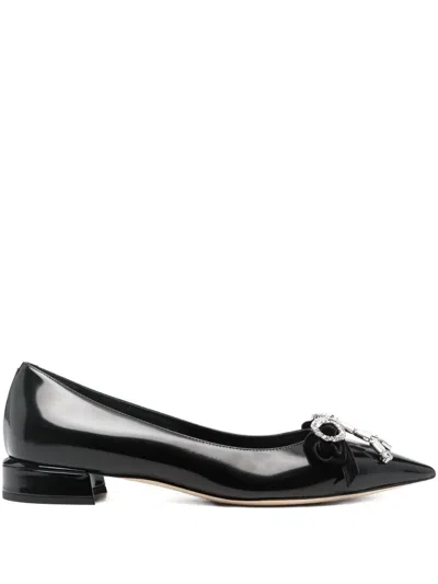 Jimmy Choo Auria Leather Ballet Flats In Black