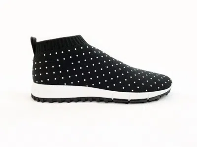 Pre-owned Jimmy Choo Authentic  Norway Sock Sneakers, Black Micro Studs, Retail $950