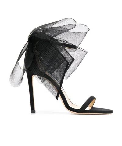 Jimmy Choo Aveline 100 Bow Detailed Sandals In Black