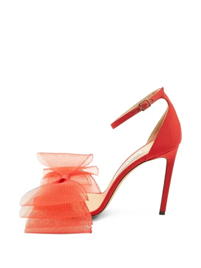 Pre-owned Jimmy Choo Aveline New Bow Sandals In Red