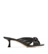 Jimmy Choo Avenue 50 Knotted Leather Mules In Black