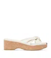 Jimmy Choo Womens Latte Avenue Knot-embellished Leather Wedge Sandals In White