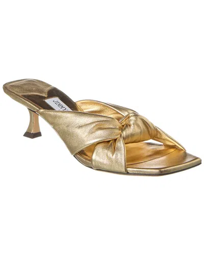 Jimmy Choo Avenue 50 Leather Sandal In Gold