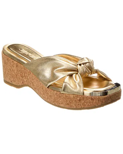 【Jimmy Choo】 Avenue 50メタリックレザーミュール AVENUE 50 | Gold Metallic Nappa Leather Mules | Summer