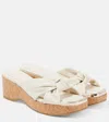 Jimmy Choo Womens Latte Avenue Knot-embellished Leather Wedge Sandals In White