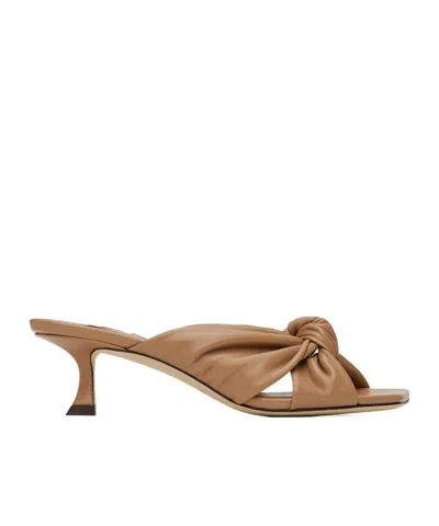 Jimmy Choo Avenue 50mm Leather Mules In Brown