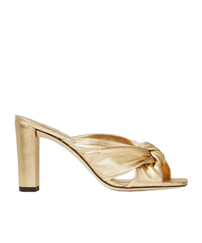 Jimmy Choo Avenue Metallic-finish Leather Mules In Gold