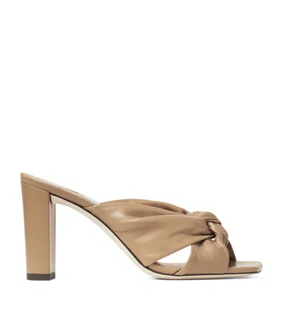 Jimmy Choo Avenue 85 Leather Mules In Beige