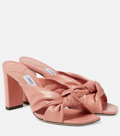 Jimmy Choo Avenue 85 Leather Mules In Pink