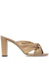 Jimmy Choo Avenue 85mm Knotted Leather Mules In Neutral