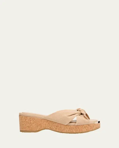 Jimmy Choo Avenue Crisscross Wedge Slide Sandals In Balletpink