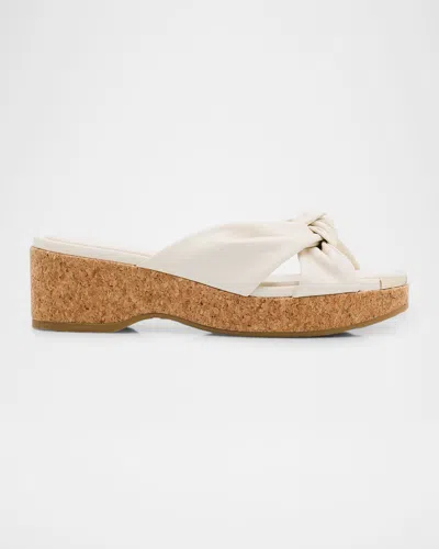 JIMMY CHOO AVENUE CRISSCROSS WEDGE SLIDE SANDALS