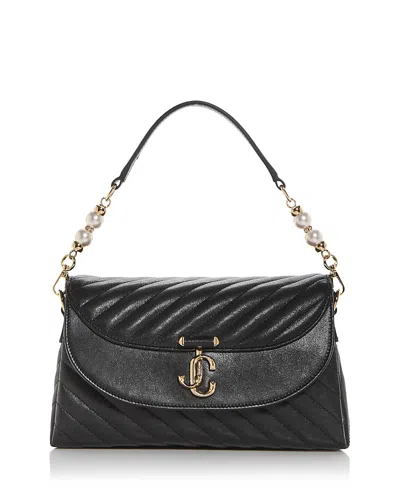 Jimmy Choo Avenue Curve Leather Top Handle Bag In Black
