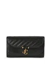 Jimmy Choo Avenue Curve Leather Wallet On Chain In Black