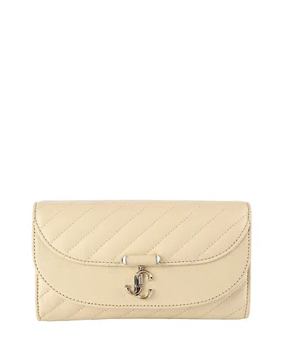 Jimmy Choo Avenue Curve Leather Wallet On Chain In Neutral