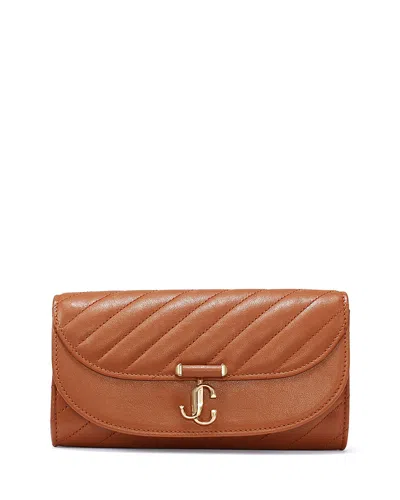 Jimmy Choo Avenue Curve Quilted Leather Chain Wallet In Brown