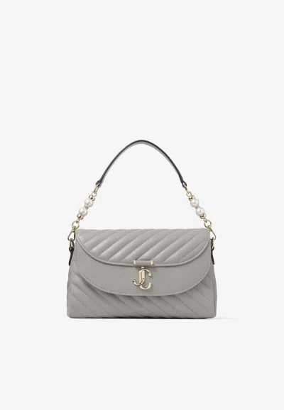 Jimmy Choo Avenue Curve Quilted Leather Top Handle Bag In Gray