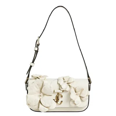 Jimmy Choo Avenue Floral Applique Mini Shoulder Bag In White