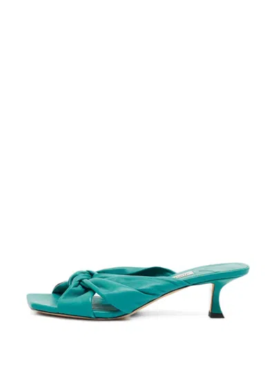 Pre-owned Jimmy Choo Avenue Knotted Slide Sandals In Blue
