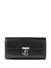 Jimmy Choo Avenue Leather Chain Wallet In Black