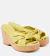 JIMMY CHOO AVENUE LIZARD-EFFECT LEATHER WEDGE MULES