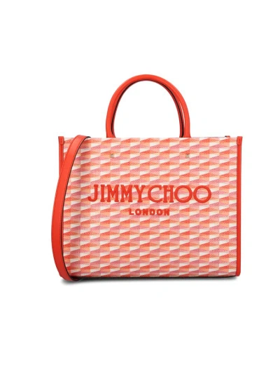 Jimmy Choo Avenue Logo Embroidered Medium Tote Bag In Red