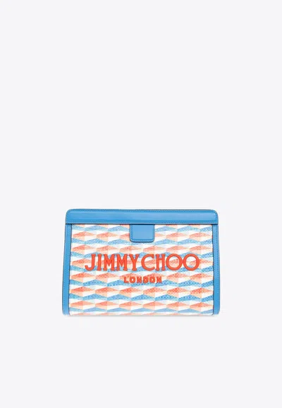 Jimmy Choo Avenue Logo Embroidered Pouch In Multi