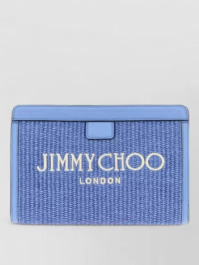 Jimmy Choo Avenue London Raffia Clutch Bag Woven In Blue
