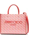 JIMMY CHOO AVENUE M TOTE BAG IN PAPRIKA/MIX ROSA CONFETTO