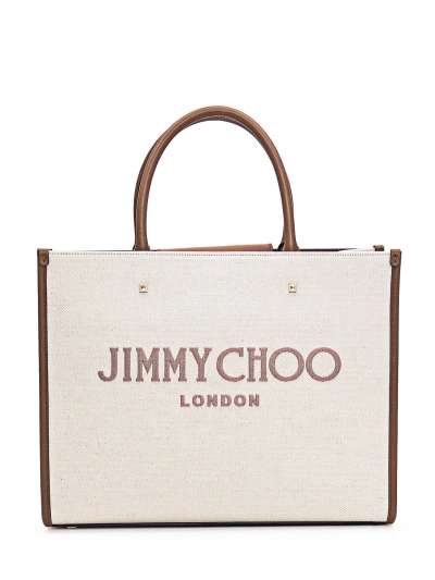 Jimmy Choo Tote Avenue M Bag In Natural/taupe/dark Tan/light G