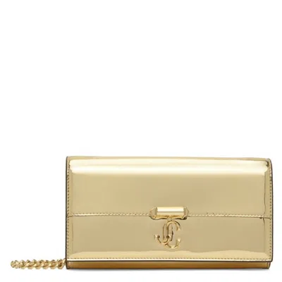 Jimmy Choo Avenue Metallic Chain Wallet In Gray