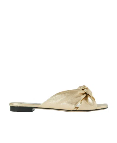 Jimmy Choo Avenue Metallic-finish Leather Sandals In Gold