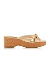 Jimmy Choo Avenue 110 Leather Metallic Wedge Sandals In White