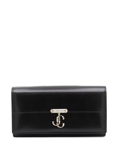 Jimmy Choo Avenue Pearl-chain Wallet In Black